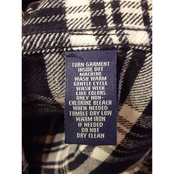 Chaps Zip Up Size Extra Small Black/ Cream Warm Flannel Shirt - Picture 7 of 12